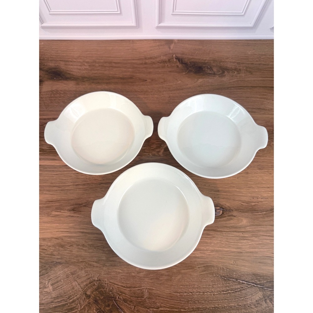 VTG Set of 3 Arabia Finland White Porcelain Au Gratin Baking Dish Skillet 5 1/2"